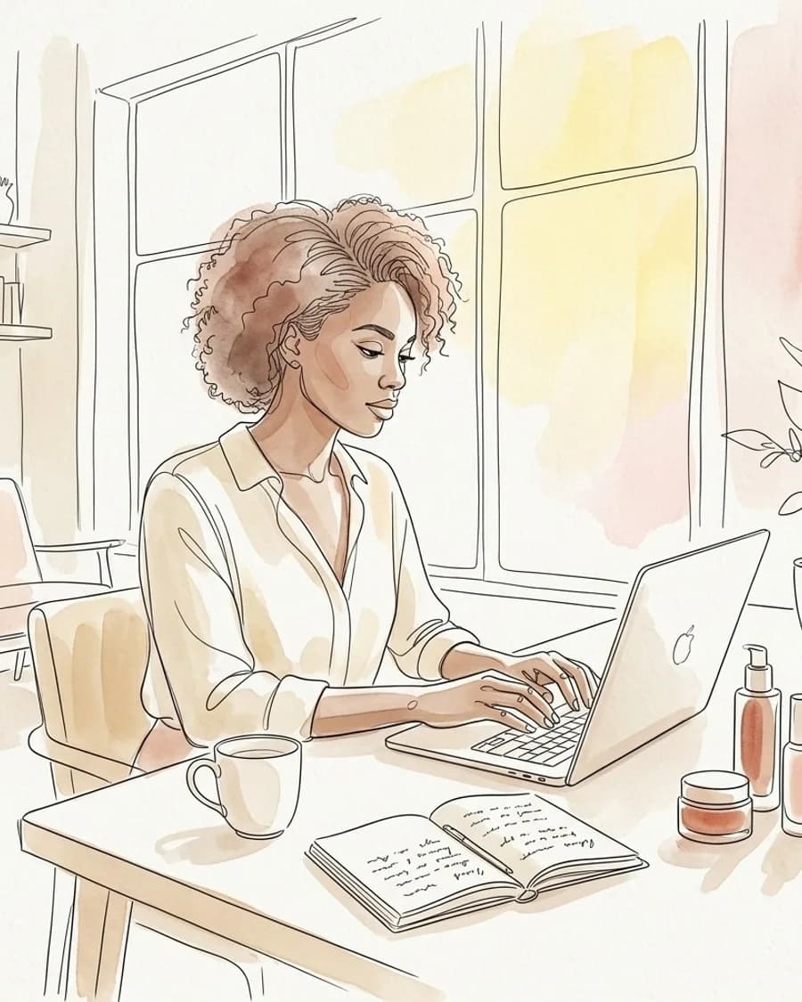 Tina, fondatrice de Majoliepeau, à son bureau